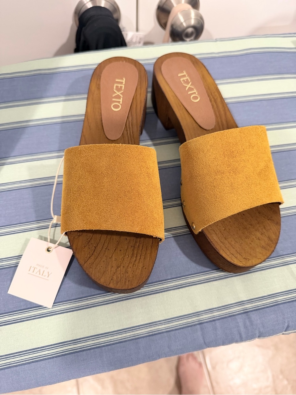 Women's Mustard Suede Slide Sandals